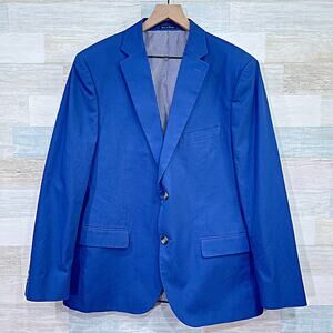 Saville Row Beacon Lightweight Cotton Summer Sport Coat Blue Two Button Men 44R